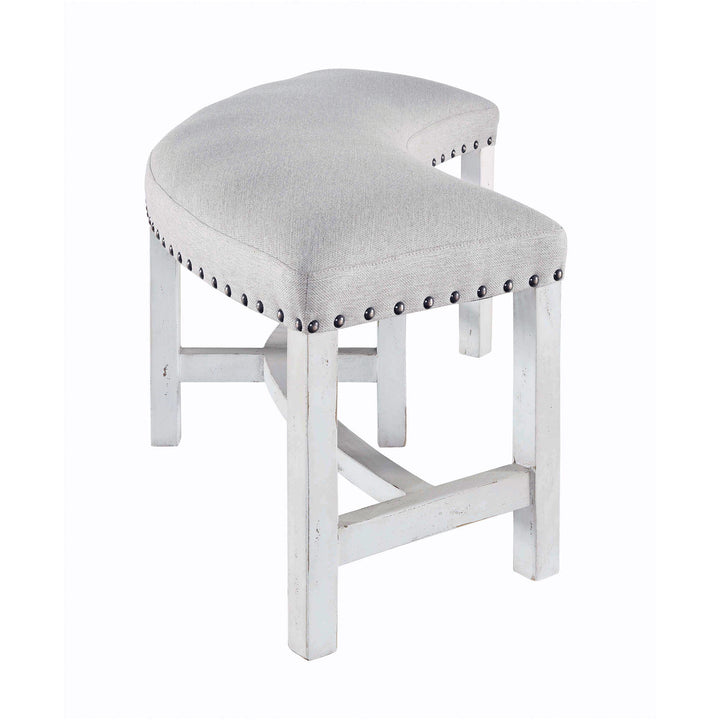 Condesa - Round Dining-White Round Bench - Distressed White Finish