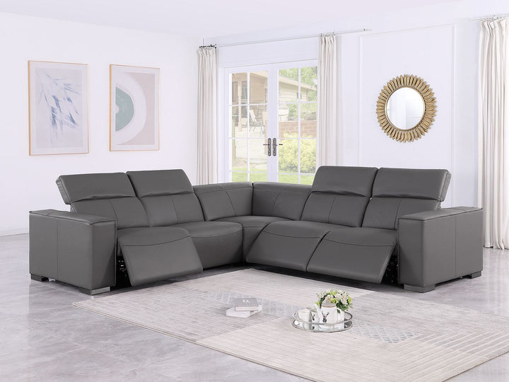 1208 - Leather Reclining Set (Sofa &amp; Loveseat With Four Power Recliners)