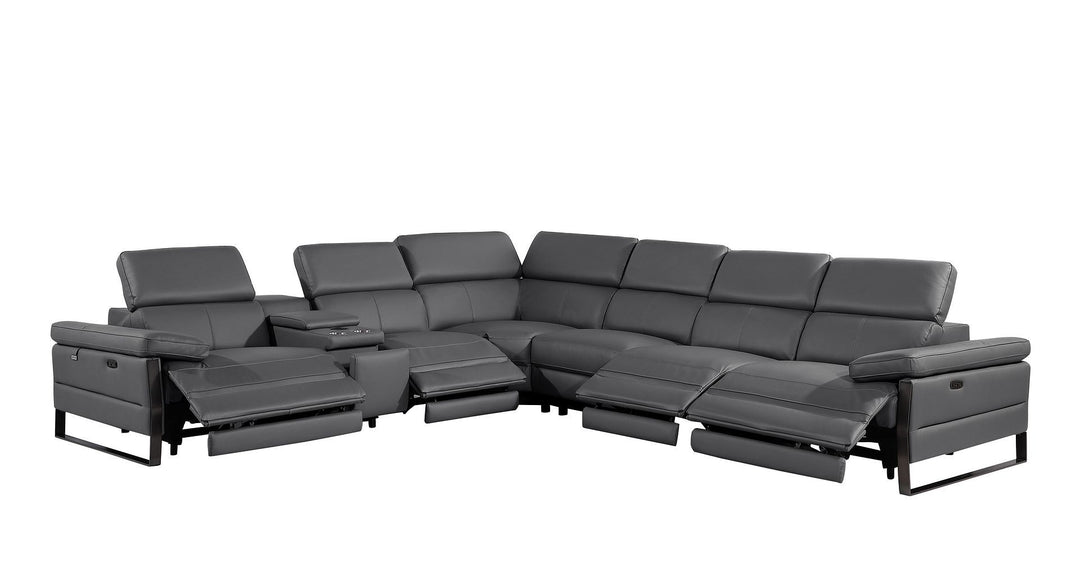 1246 - 7-Piece L-Shaped Modular Power Reclining Sectional With 4 Power Recliners And Power Headrests