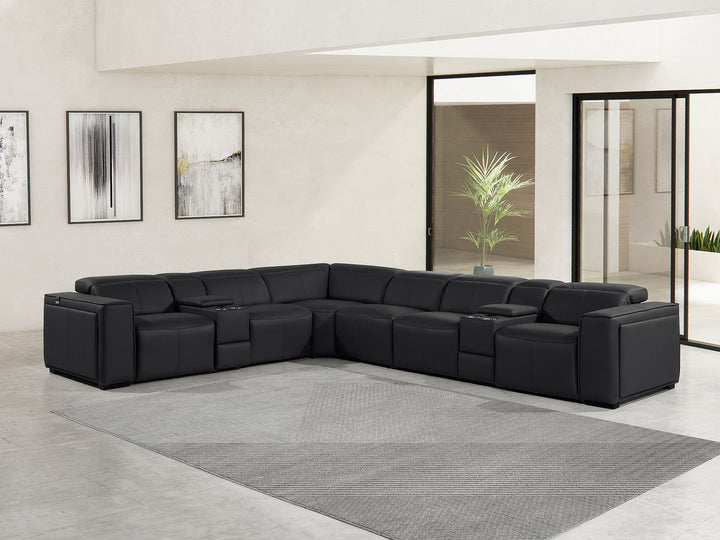 1224 - 8-Piece L-Shaped Sectional Sofa In With 4 Power Recliners & Power Headrests