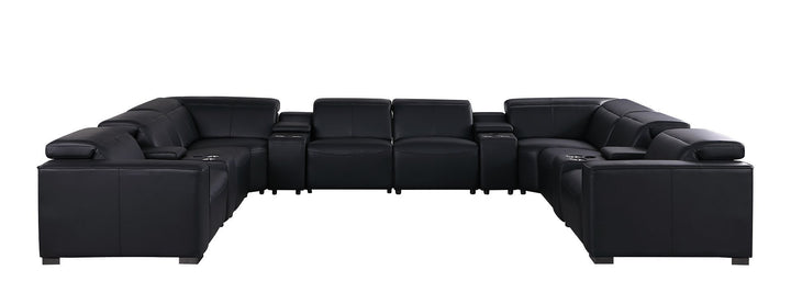 1208 - 12 Piece U Shaped Leather Sectional With 4 Power Recliners &amp; Power Headrest