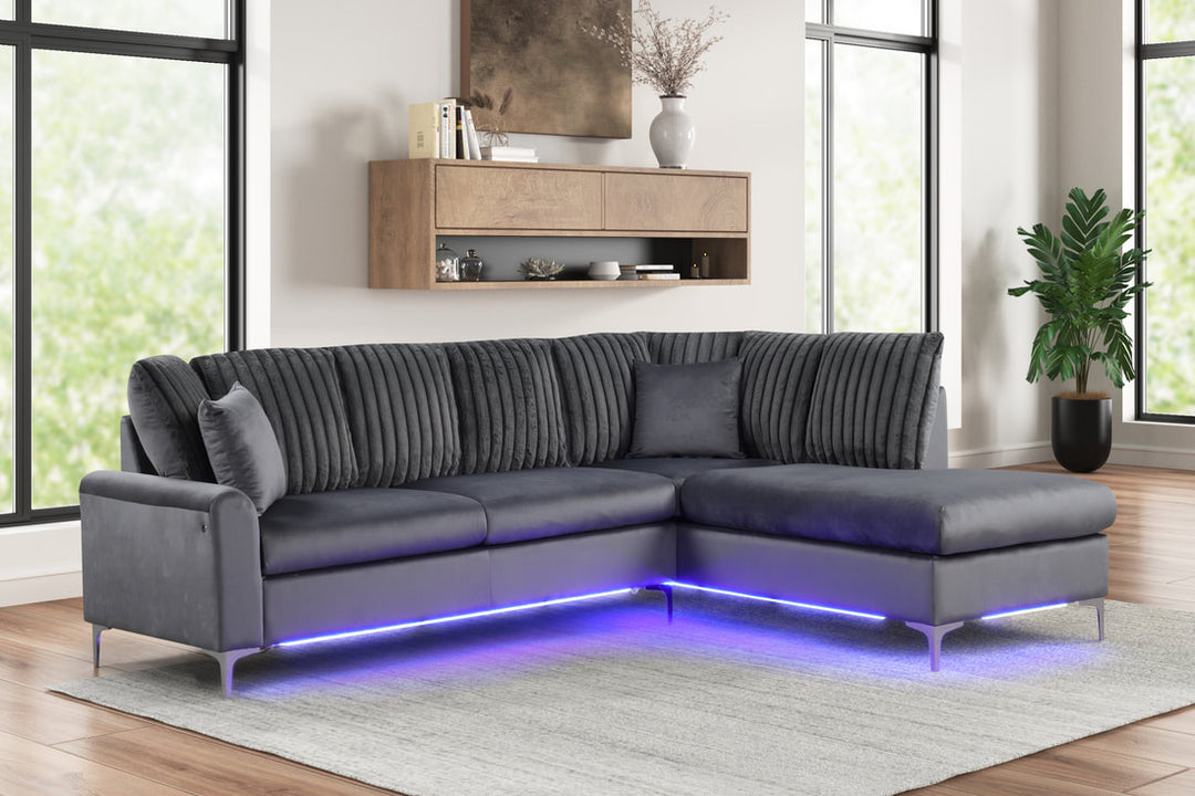 Candy Charcoal - Sectional (w/ LED&