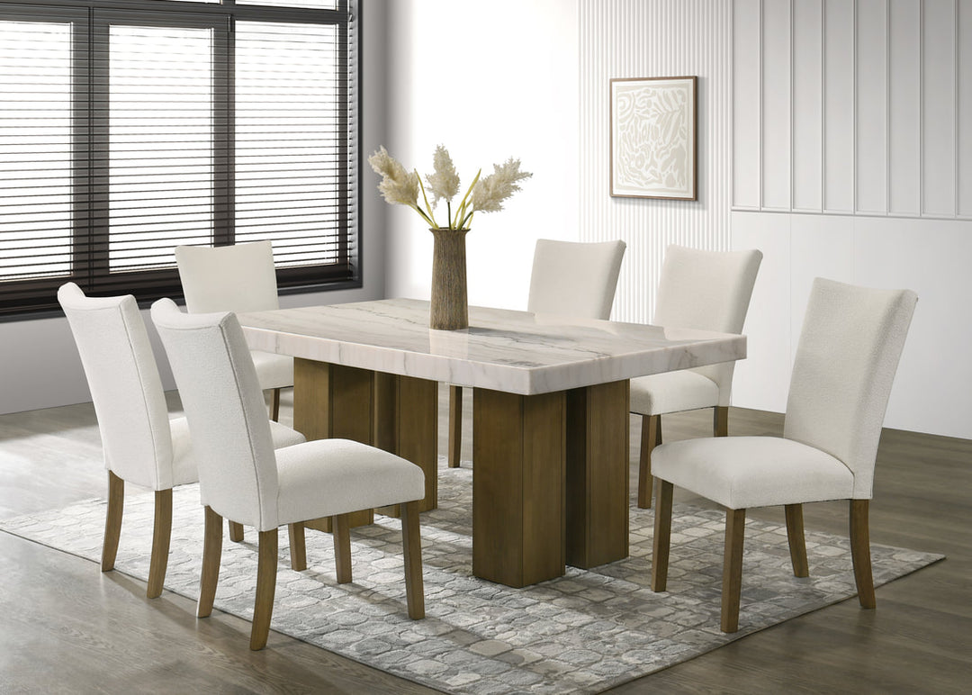 Capri10 - (GENUINE MARBLE) Table &amp; 6-Chairs