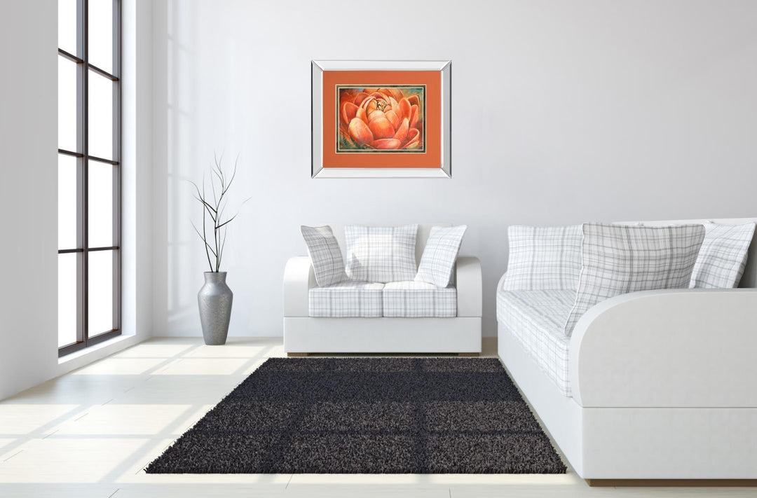 Red Lotus Il By Patricia Pinto - Mirror Framed Print Wall Art - Red