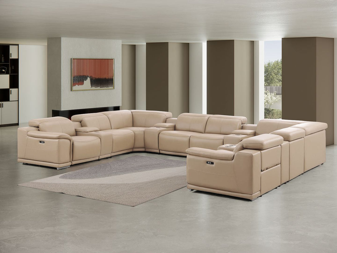 2679 - 12-Piece U-Shaped Power Reclining Sectional In Genuine Leather (4 Recliners)
