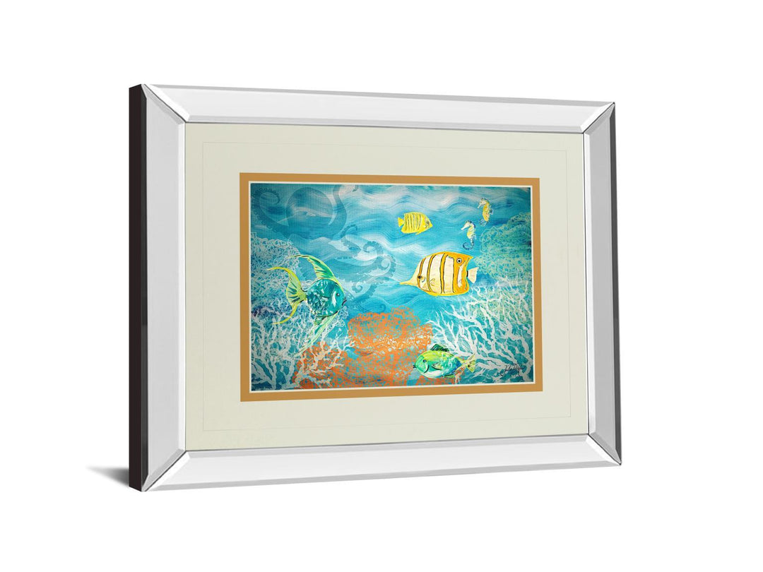 Under The Sea By Julie Derice - Mirror Framed Print Wall Art - Blue