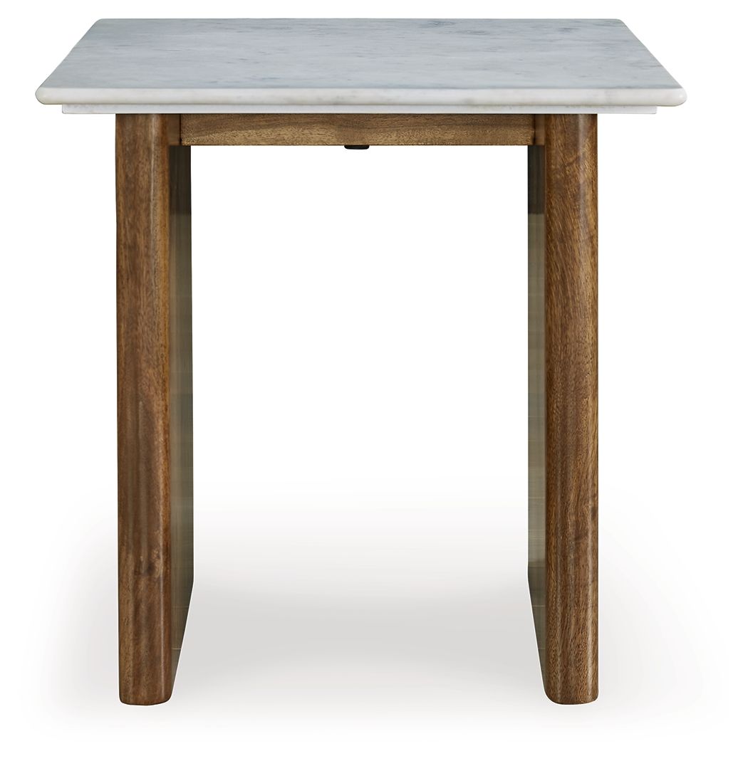 Isanti - Light Brown / White - Rectangular End Table