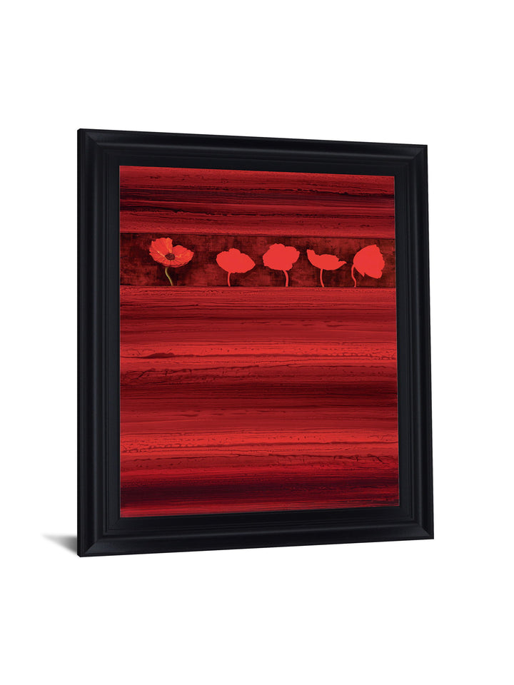 Crimson Poppy Row - 40" x 32" Framed Wall Art