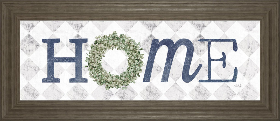 18x42 Home With Eucalyptus Wreath I By Marla Rae - Gray