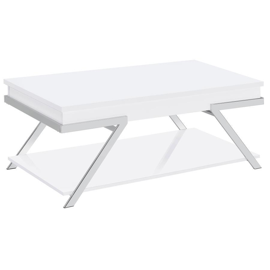 Marcia - Rectangular Lift Top Coffee Table - White High Gloss