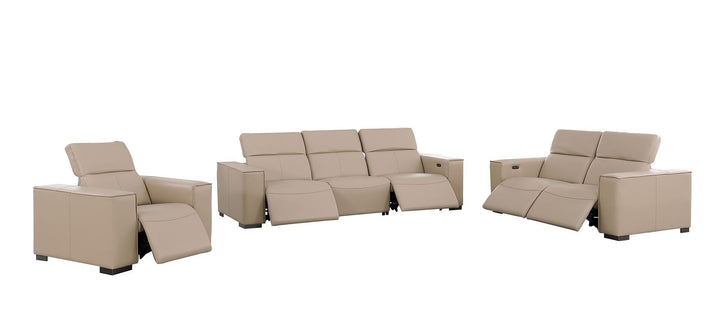 1208 - Leather Reclining Set (Sofa, Loveseat &amp; Chair With 5 Power Recliners)