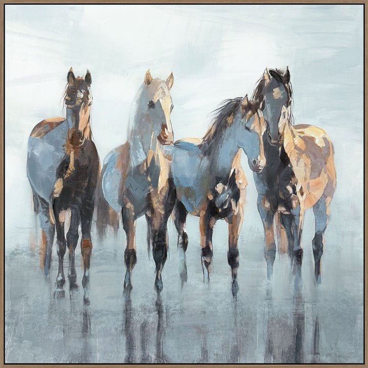 "Equine Grace I" Hand-Painted Canvas In Frame - Earthy Tones