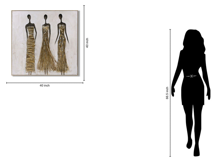 Golden Silhouette Trio - 40" x 40" Framed Wall Art