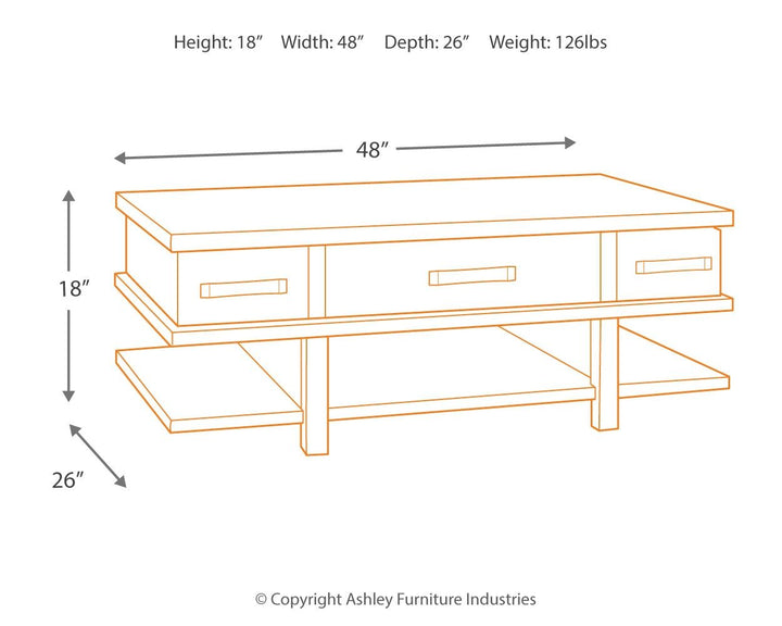 Stanah - Brown / Beige - Lift Top Cocktail Table