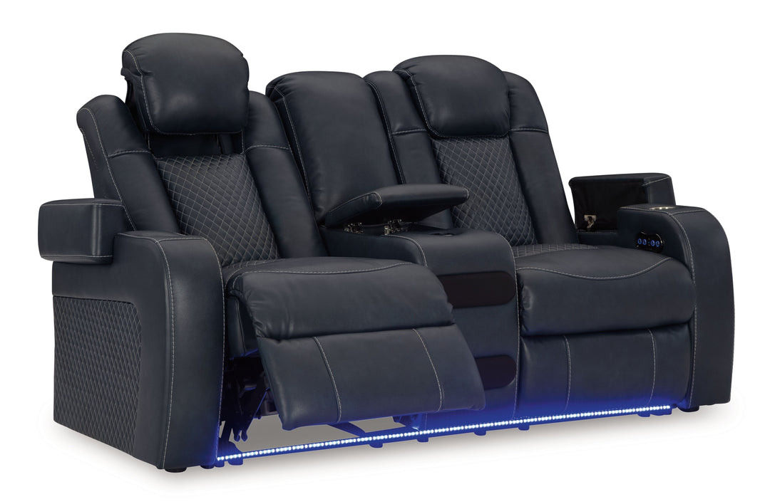 Fyne-dyme - Power Reclining Loveseat With Console/Adj Hdrst