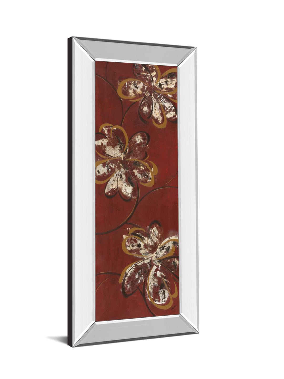 Flowers Dancing Il By Katrina Craven - Mirror Framed Print Wall Art - Red