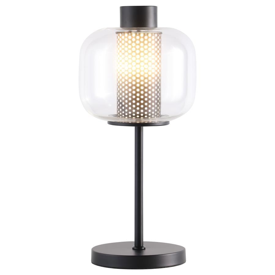 Ingrid - Glass Shade Bedside Table Lamp - Black