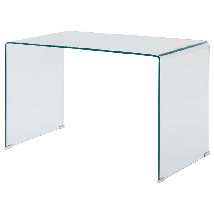 Ripley - Tempered Bent Glass Writing Desk Clear - Clear Glass