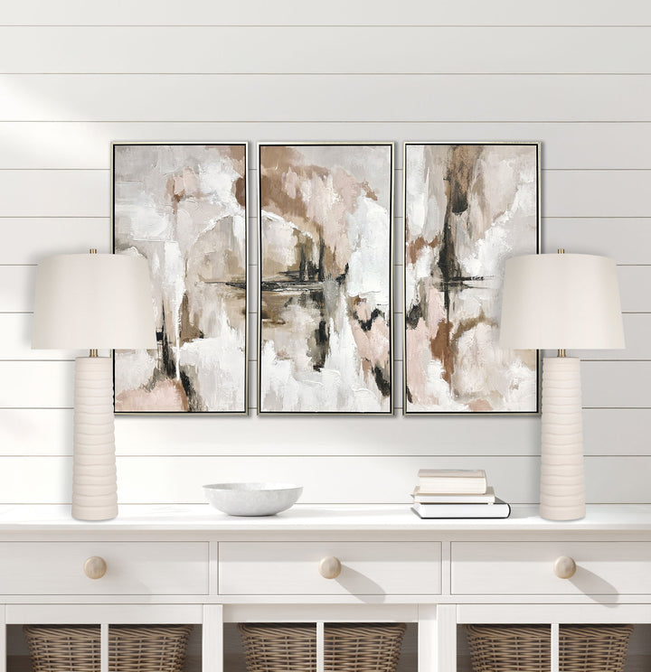 "Calming Flow" Ceramic Table Lamp (Set of 2) - Textured White