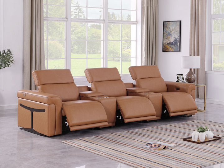 1126 - 5-Piece Modular Power Reclining Sofa In With 3 Power Recliners &amp; Power Headrests
