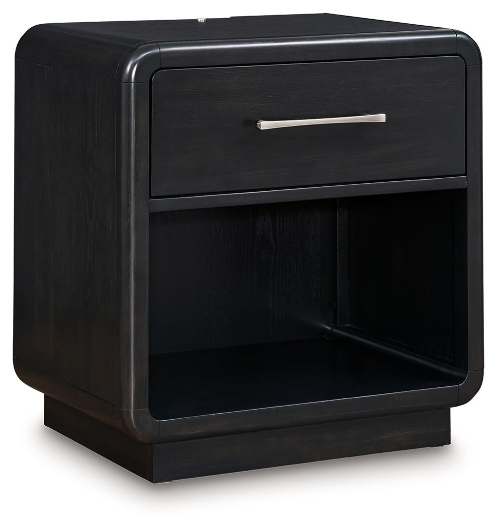 Rowanbeck - Black - One Drawer Night Stand