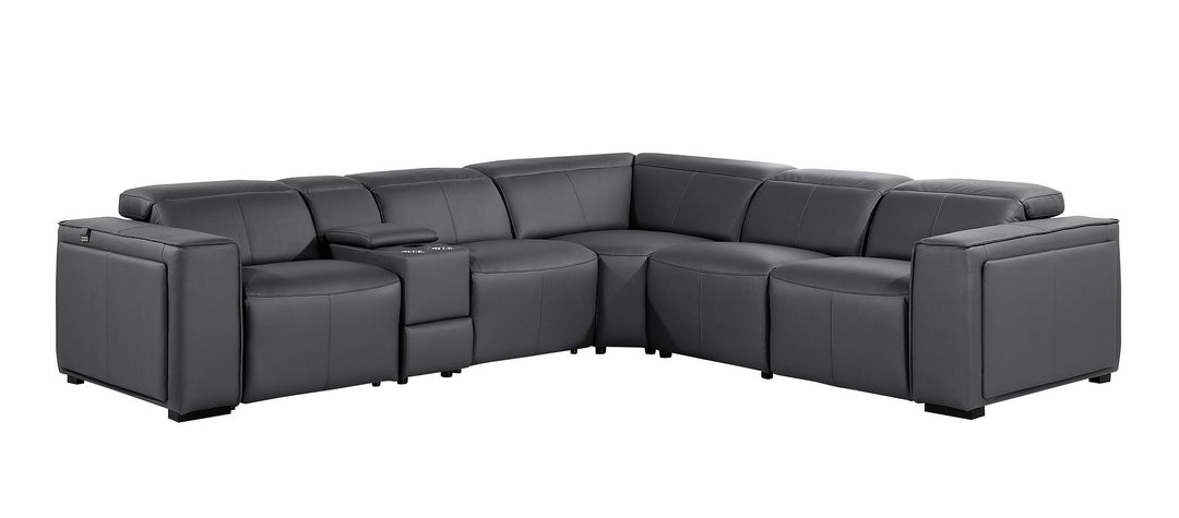 1224 - 6-Piece L-Shaped Sectional Sofa In With 3 Power Recliners &amp; Power Headrests