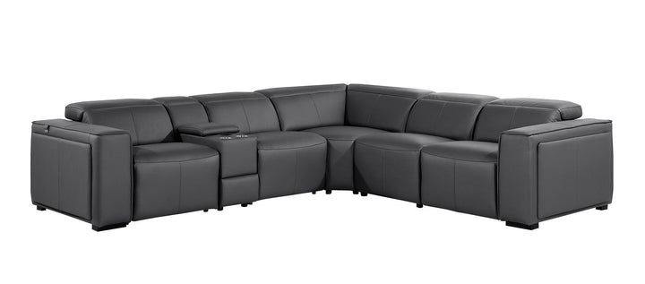 1224 - 6-Piece L-Shaped Sectional Sofa In With 3 Power Recliners &amp; Power Headrests