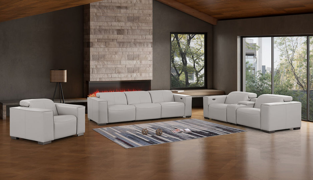 1208 - Modular Leather Set With 6 Power Recliners & Power Headrests