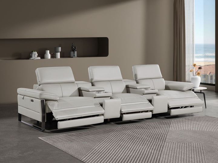 1246 - Modular Power Triple Reclining Dual Console Sofa With Power Reclining Headrests