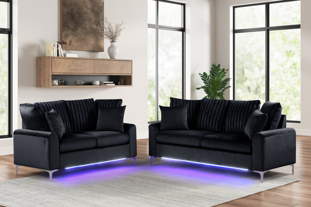 Celina Black- 2PC Sofa &amp; Loveseat Set