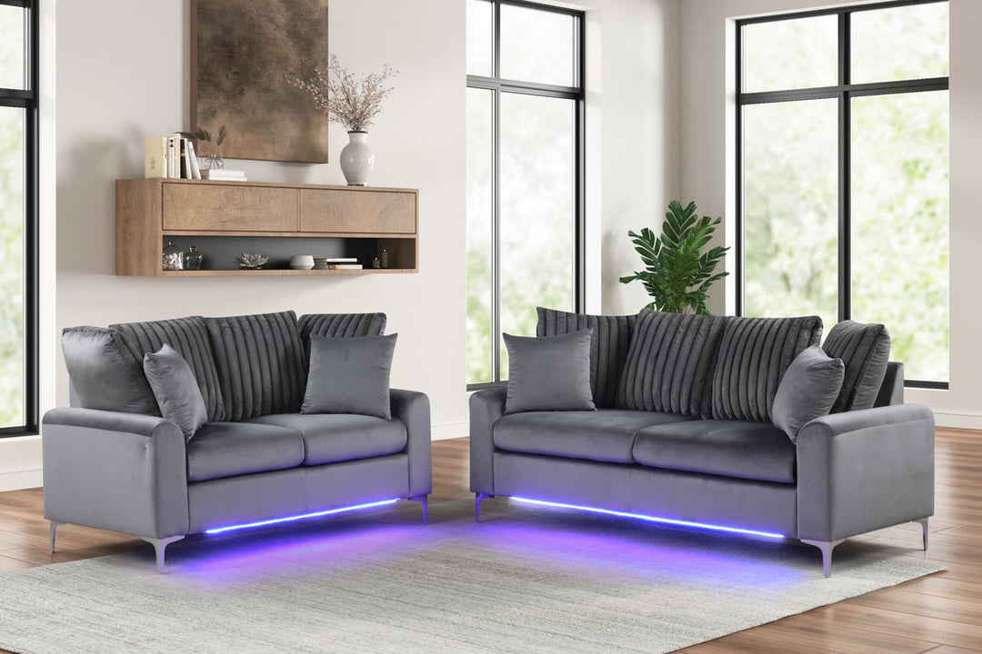 Celina Charcoal - 2PC Sofa &amp; Loveseat Set