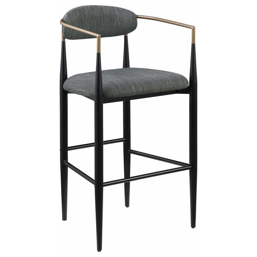 Tina - Metal Pub Height Bar Stool With Upholstered Back And Seat (Set of 2)