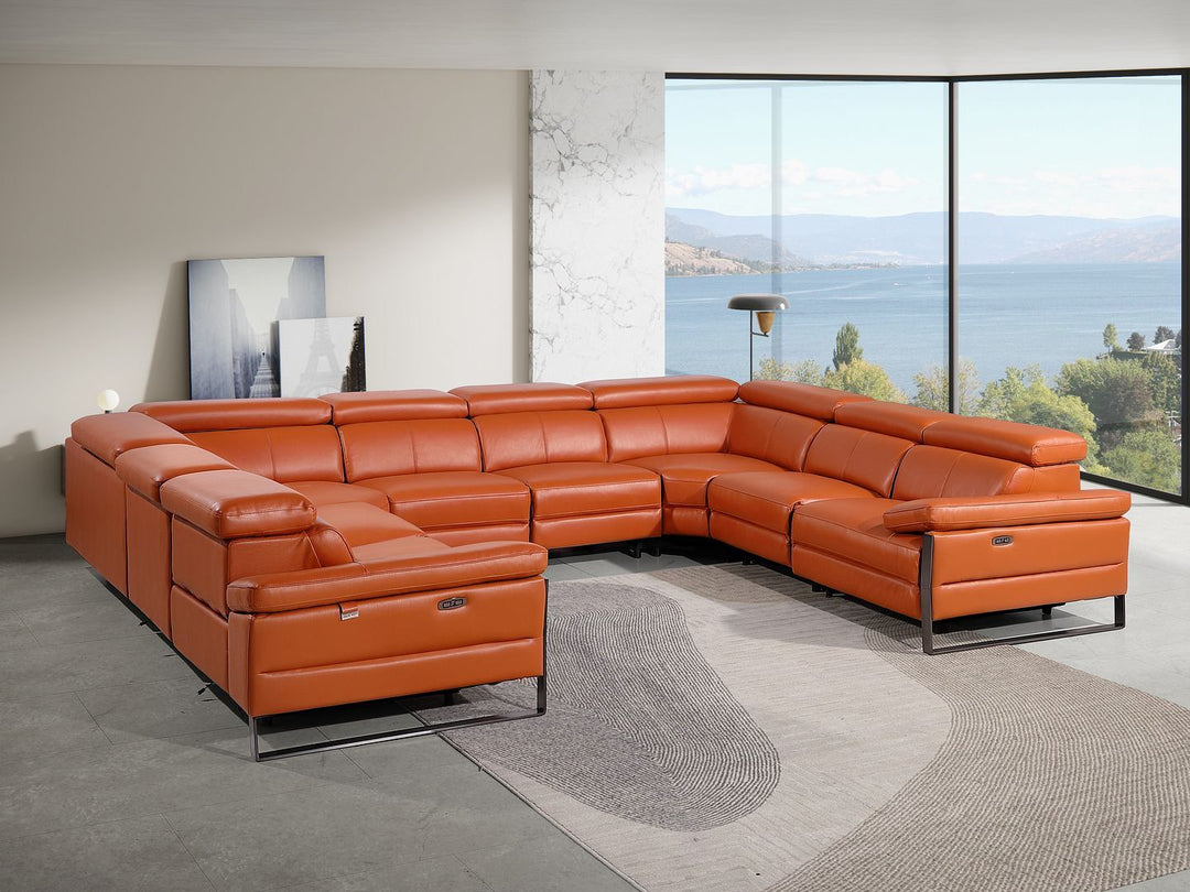 1246 - 8-Piece U-Shaped Modular Power Reclining Sectional With 4 Power Recliners And Power Headrests