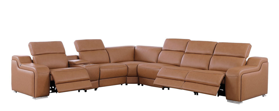 1116 - 7-Piece L-Shaped Sectional Sofa In With 3 Power Recliners &amp; Power Headrests