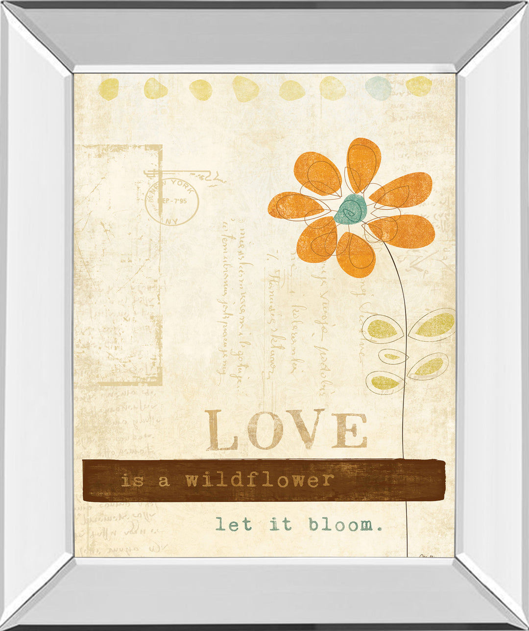 Let Love Bloom By Mollie B - Mirror Framed Print Wall Art - Orange