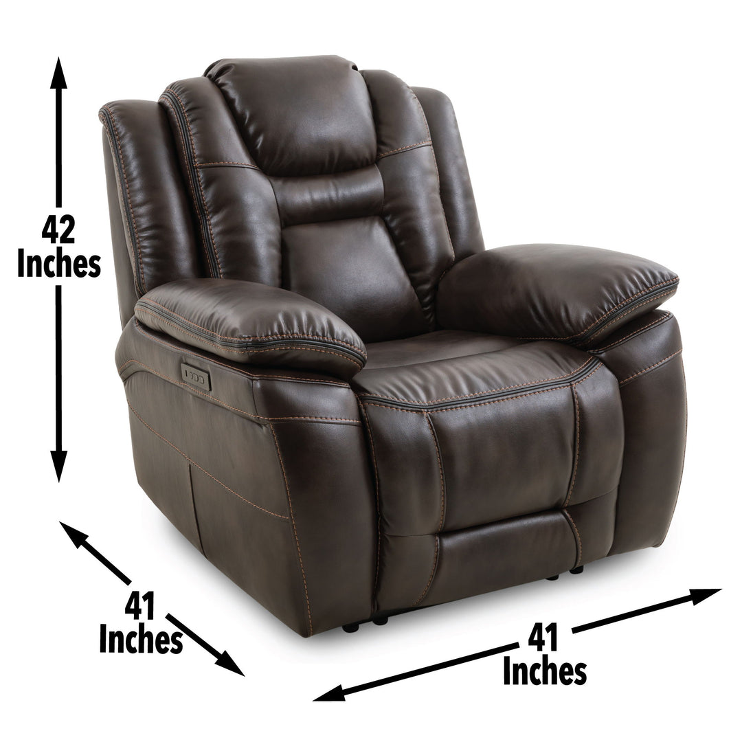 Oportuna - Dual Power Recliner Coffee - Dark Brown