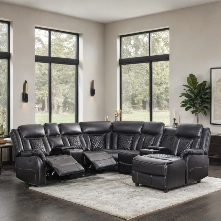 Champion Black Reclining Sectional