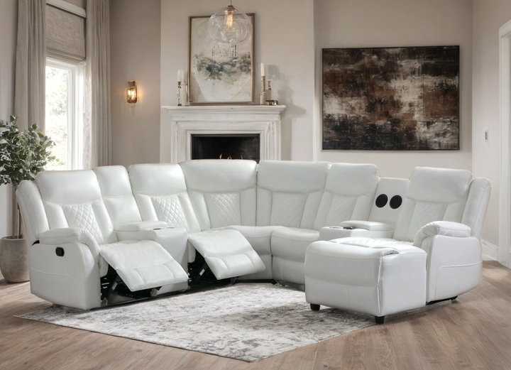 Champion White Reclining Sectional