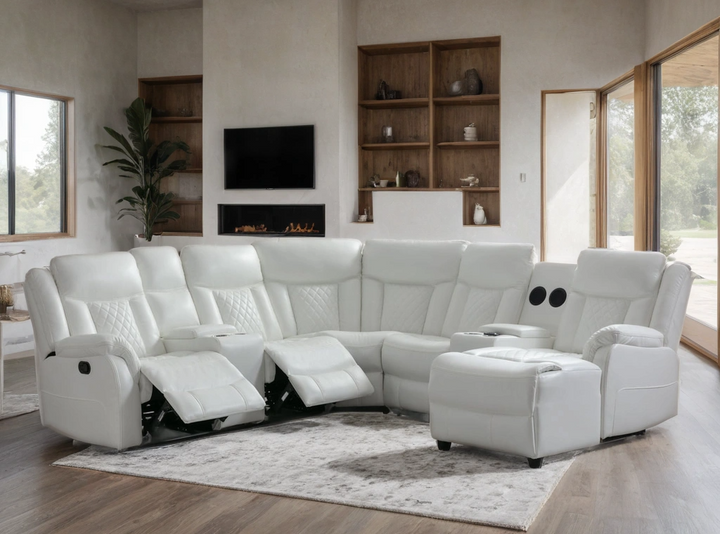 Champion White Reclining Sectional