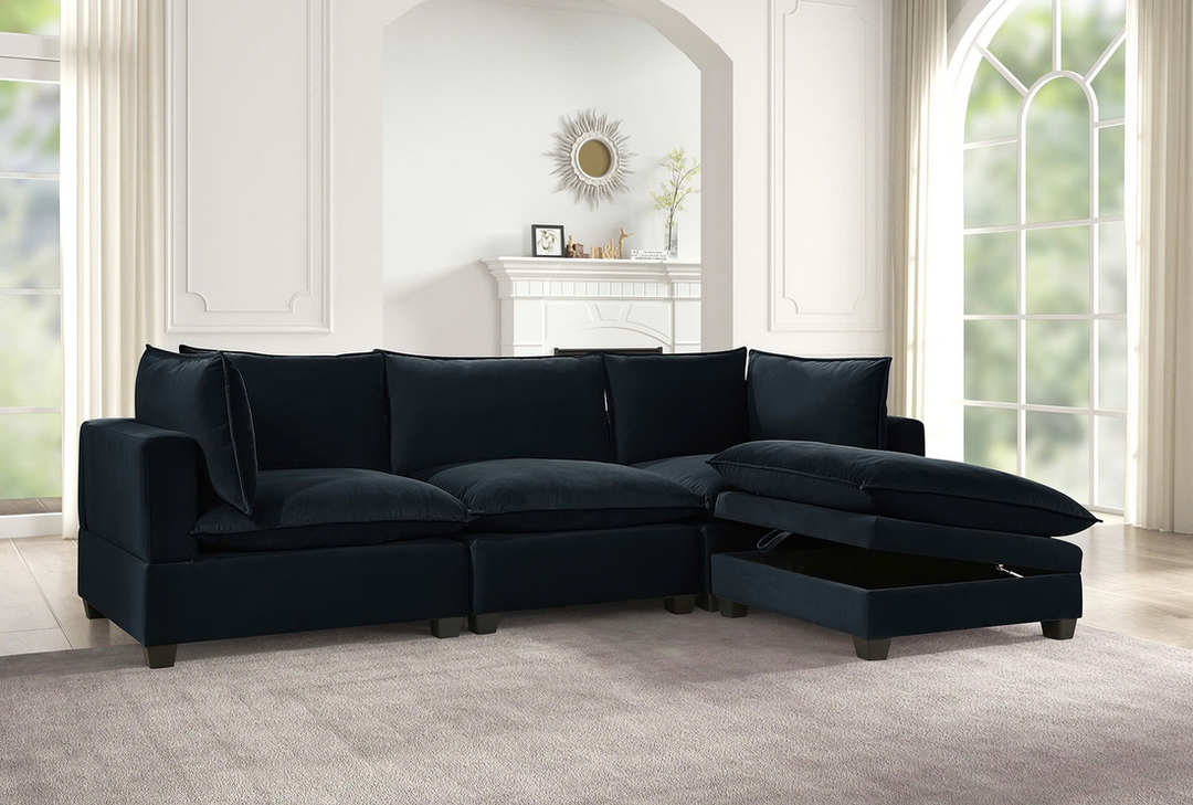 Cloud2 Black Velvet Modular Sectional