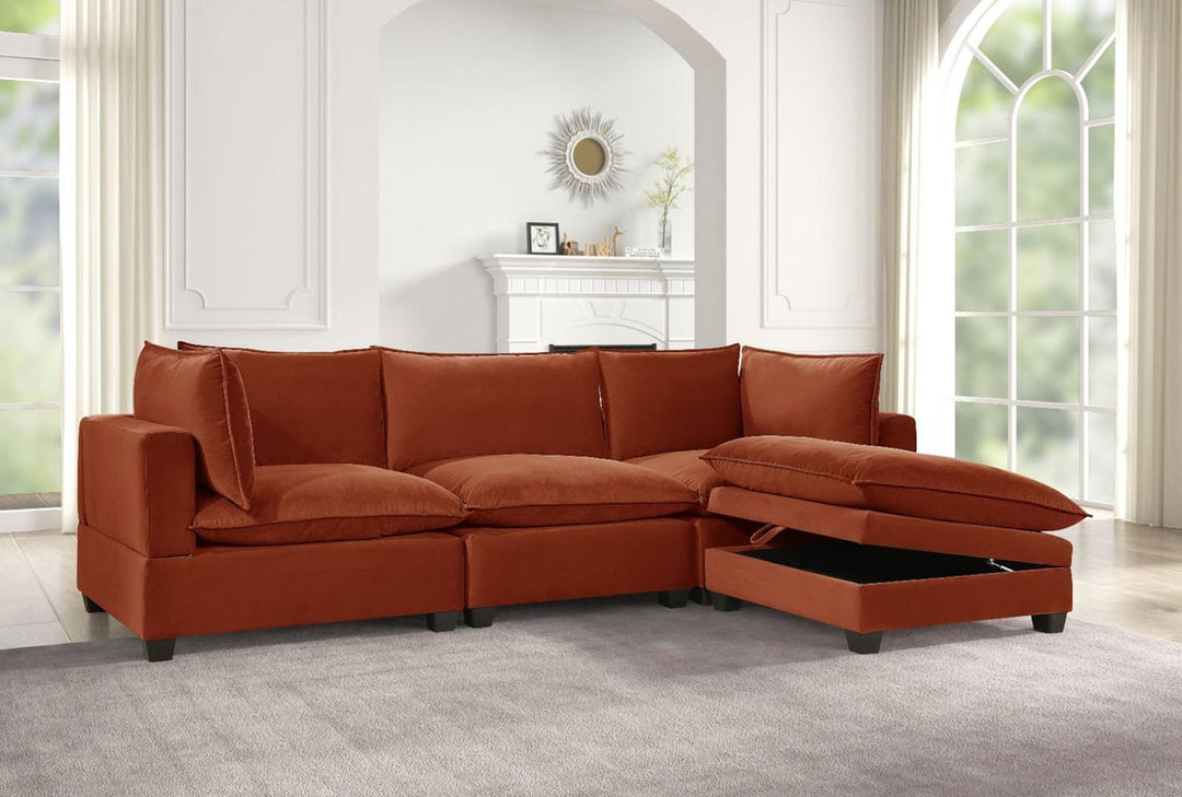 Cloud2 Rust Velvet Modular Sectional