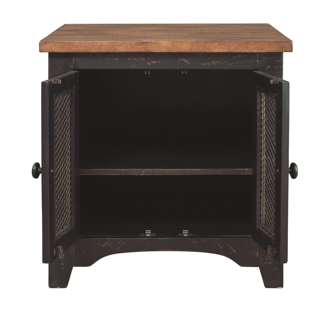 Valebeck - Black / Brown - Rectangular End Table