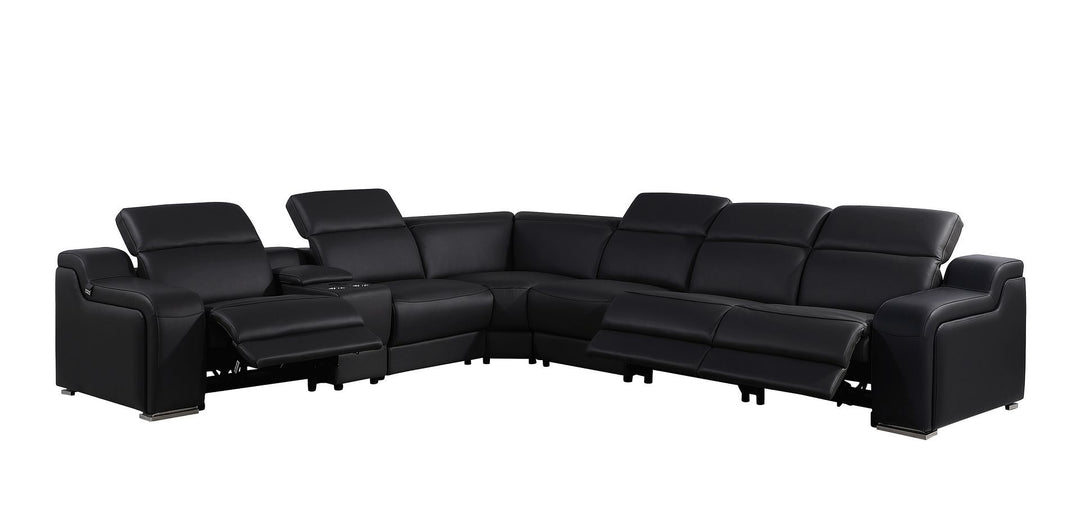 1116 - 7-Piece L-Shaped Sectional Sofa In With 3 Power Recliners &amp; Power Headrests