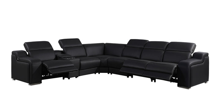 1116 - 7-Piece L-Shaped Sectional Sofa In With 3 Power Recliners &amp; Power Headrests