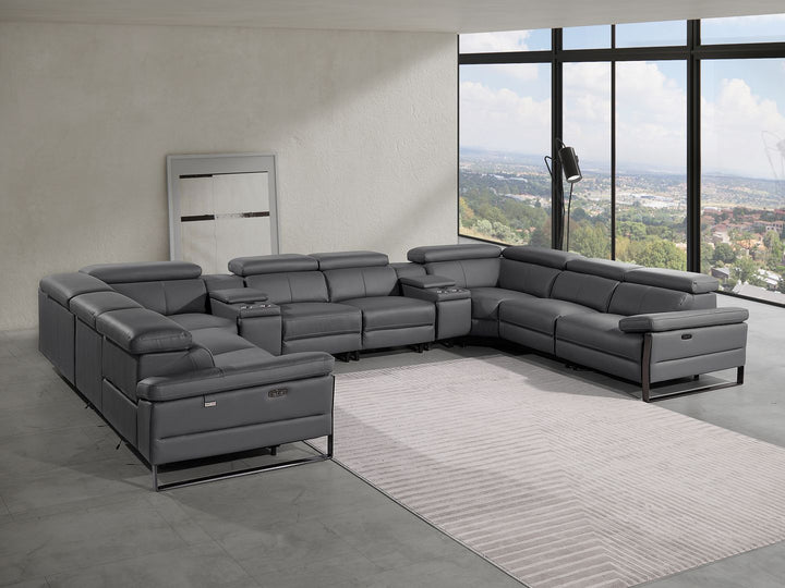 1246 - 10-Piece U-Shaped Modular Power Reclining Sectional With 4 Power Recliners And Power Headrests
