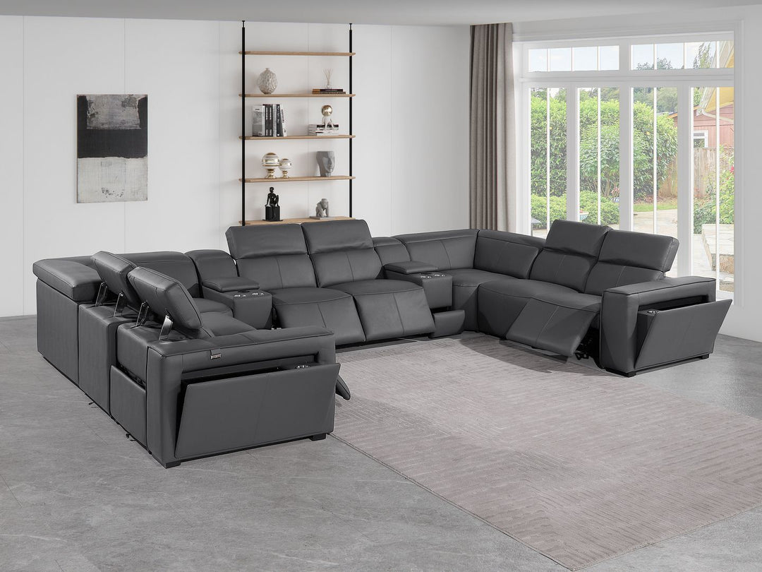 1224 - 10-Piece U-Shaped Sectional Sofa In With 4 Power Recliners &amp; Power Headrests