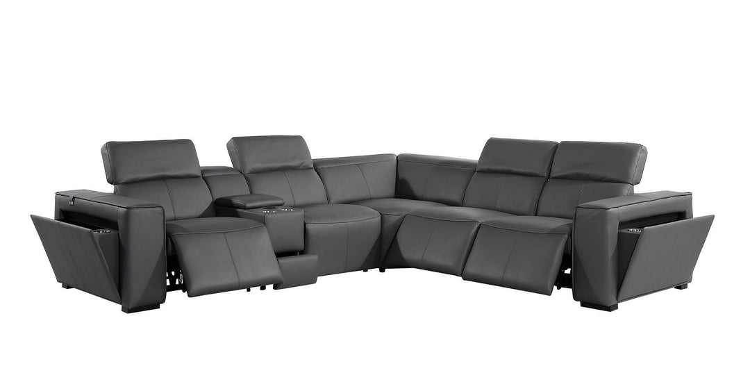 1224 - 6-Piece L-Shaped Sectional Sofa In With 3 Power Recliners &amp; Power Headrests
