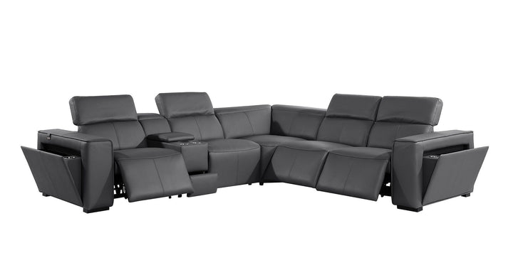 1224 - 6-Piece L-Shaped Sectional Sofa In With 3 Power Recliners &amp; Power Headrests