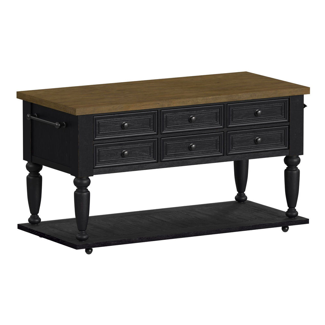 Heritage &amp; Home - Kitchen Island With Casters - Oak Brown And Black