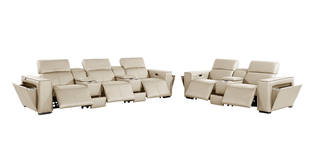 1224 - 8-Piece Modular Power Reclining Sofa &amp; Loveseat Set In With 5 Power Recliners &amp; Power Headrests